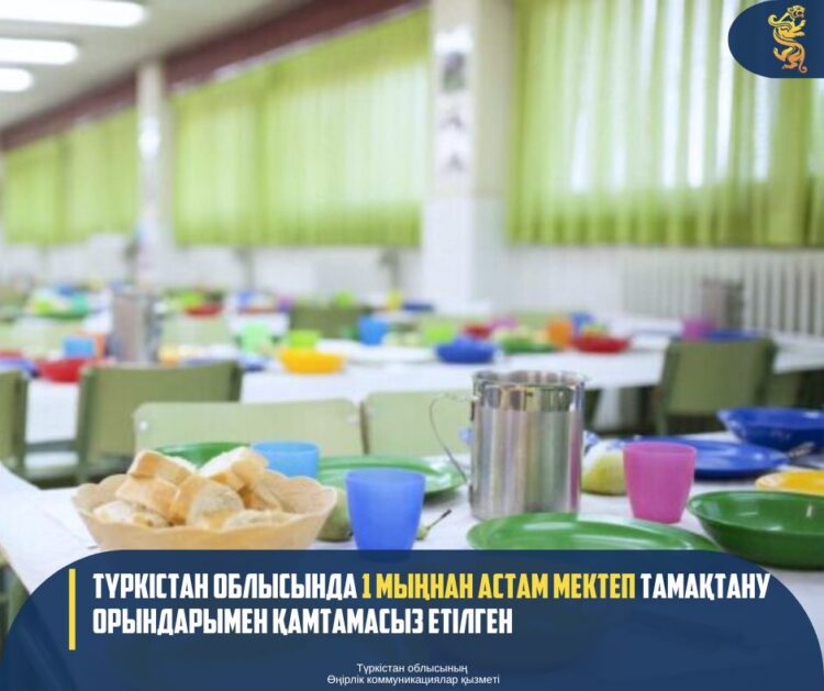 ТҮРКІСТАН ОБЛЫСЫНДА 1 МЫҢНАН АСТАМ МЕКТЕП ТАМАҚТАНУ ОРЫНДАРЫМЕН ҚАМТАМАСЫЗ ЕТІЛГЕН