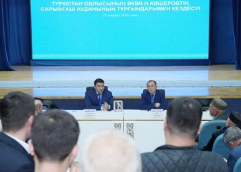 НА ВСТРЕЧЕ С АКИМОМ ТУРКЕСТАНСКОЙ ОБЛАСТИ ЖИТЕЛИ САРЫАГАША ОТКРЫТО ГОВОРИЛИ ОБ ОСТРЫХ ПРОБЛЕМАХ